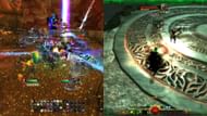 Both combat styles have their merits, but GW2 feels more flexible (Image via Blizzard Entertainment and ArenaNet)